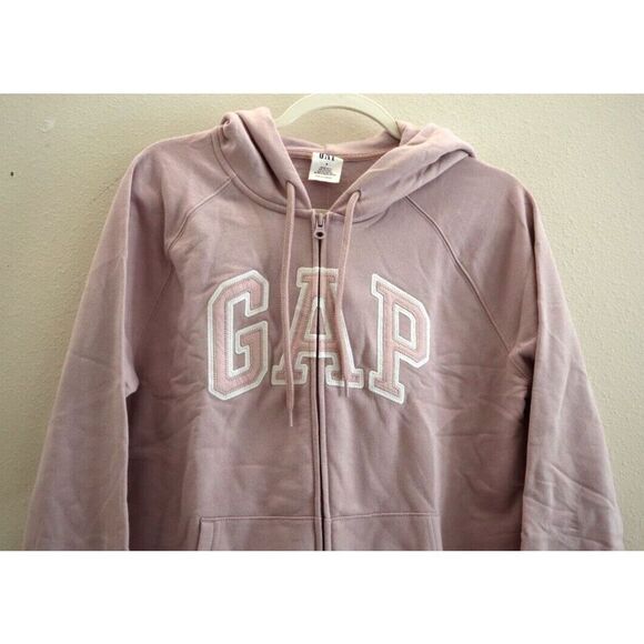 GAP 255045 Women's Sz Small Pale Purple Plum Logo Full Zip Fleece Lined Hoodie - Picture 3 of 8